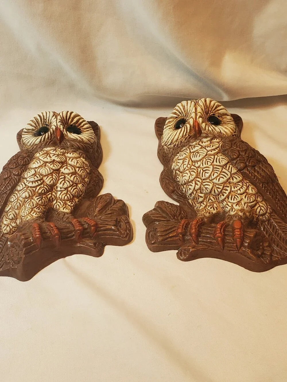 Homco Vtg 1970's Brown Foam Owl Wall Hangings Rustic Wall Decor. Set Of 2